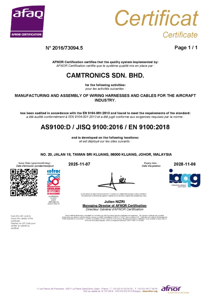 AS9100:D / JISQ 9100:2016 / EN 9100:2018